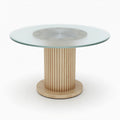 Table en verre avec pied en bois de hêtre 90 x 90 x 75cm pour salon