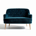 Canapé en velours bleu canard avec pieds en bois 150 x 80 x 75cm