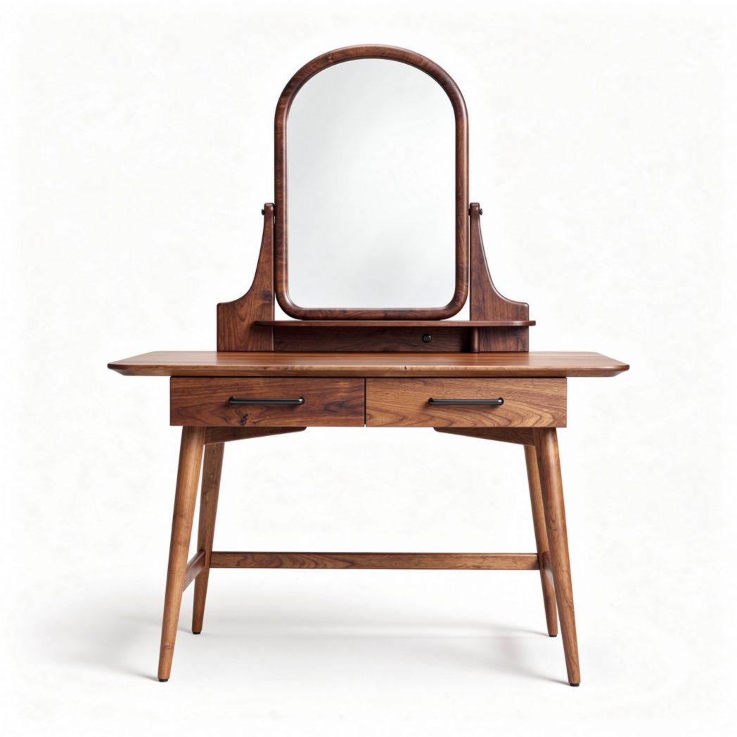 Coiffeuse en bois avec miroir et deux tiroirs dimensions 120 x 60 x 75cm