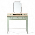 Coiffeuse en bois avec miroir et tiroirs finition vert d'eau 100 x 50 x 75cm