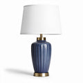 Lampe de table en céramique bleue avec abat-jour blanc 30 x 30 x 50cm