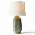 Lampe de table en céramique vert pâle avec abat-jour en tissu blanc 30 x 15 x 15cm