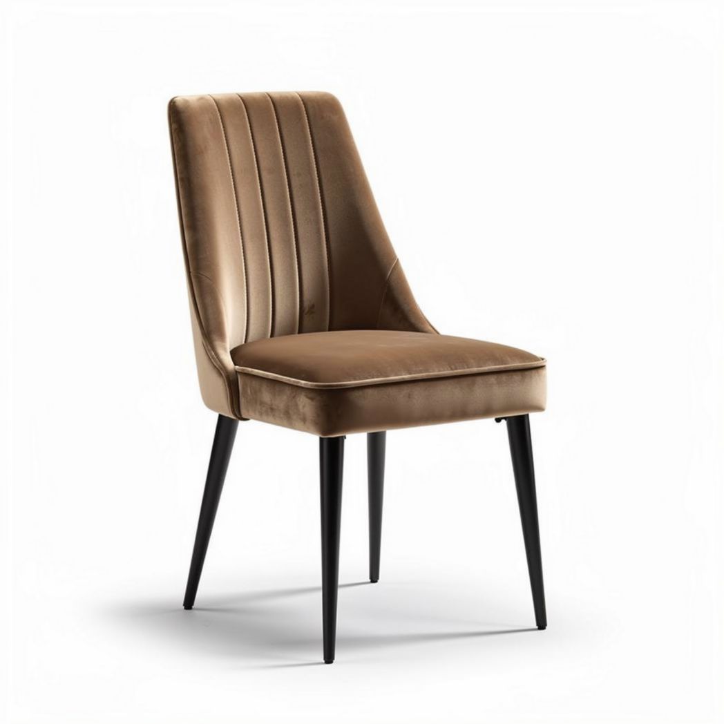 Chaise de dining en tissu beige avec pieds en bois dimensions 45 x 50 x 85cm