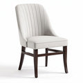 Chaise en tissu beige avec pieds en bois sombre dimensions 45 x 55 x 95cm