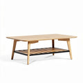 Table basse en bois naturel avec étagère en métal 120 x 60 x 45cm