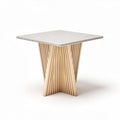 Table carrée en béton et bois dimensions 80 x 80 x 75 cm design moderne